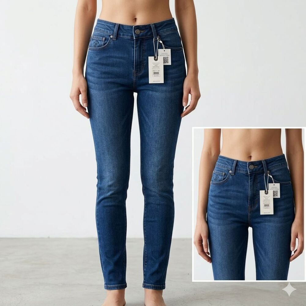Beverly Hills Polo Club Womens Skinny Stretch Jeans Blue Black Sizes 8,10,12 NWT